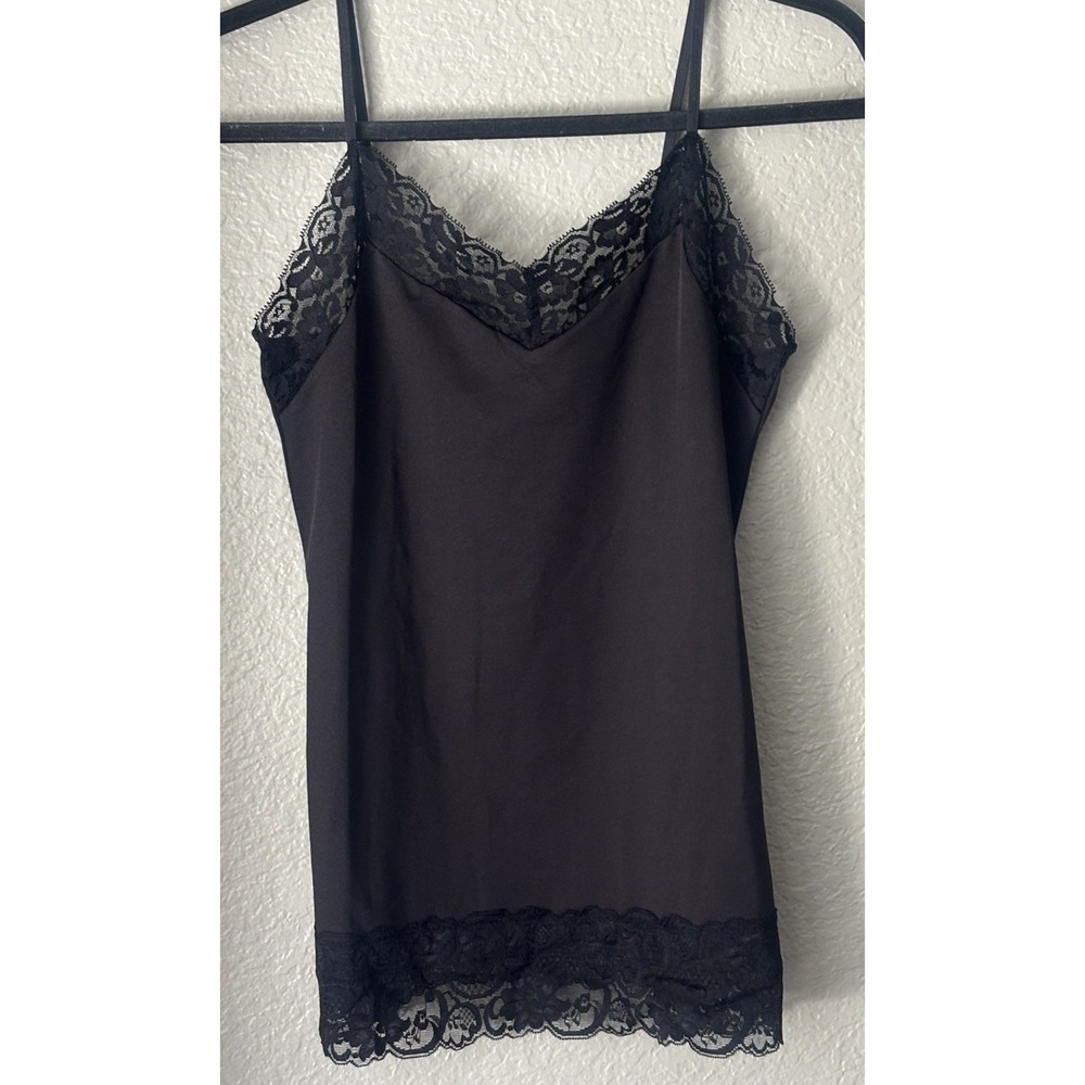 White House Black Market Black Lace Trim Cami Tank Top Small - Picture 2 of 12